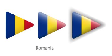 Romanya bayrak vektör simgeleri yuvarlak üçgen şeklinde ayarlandı