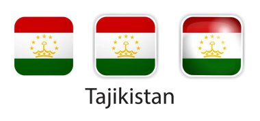 Tacikistan bayrak vektör simgeleri yuvarlak kare şeklinde ayarlandı