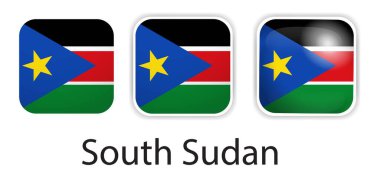 Sudan, güney bayrağı vektör simgeleri yuvarlak kare şeklinde ayarlandı