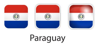 Paraguay bayrak vektör simgeleri yuvarlak kare şeklinde ayarlandı