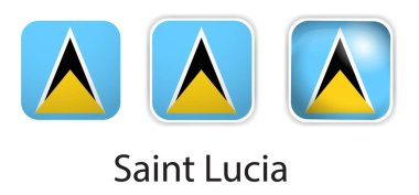 Aziz Lucia bayrak vektör simgeleri yuvarlak kare şeklinde ayarlandı