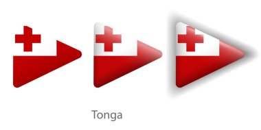 Tonga bayrak vektör simgeleri yuvarlak üçgen şeklinde ayarlandı