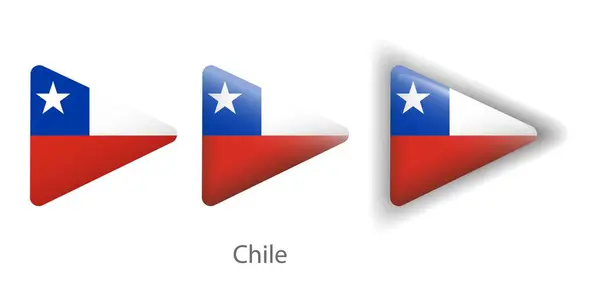 stock vector Chile flag vector icons set in the shape of rounded triangle