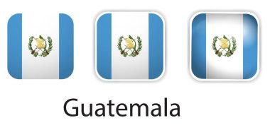 Guatemala bayrak vektör simgeleri yuvarlak kare şeklinde ayarlandı