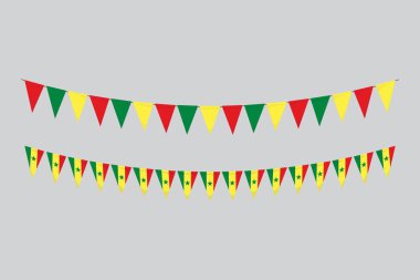 Bayraklar izole. Senegal kağıt kiraz kuşu. Bayrak doğum günü, yıldönümü, kutlama etkinliği.