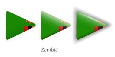 Zambiya bayrak vektör simgeleri yuvarlak üçgen şeklinde ayarlandı