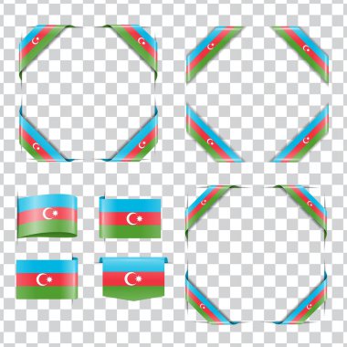Gölgeli Azerbaycan köşe bayrağı