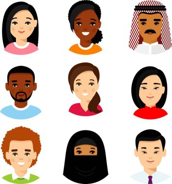 Farklı avatarlar Afro-Amerikan ve Avrupa halklarıdır.