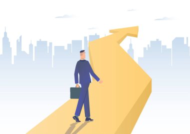 İş hedefi. İşadamı hedefine doğru gidiyor..