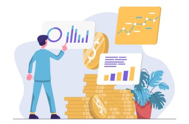 İş analizleri. Bir işadamı kazancını analiz eder.