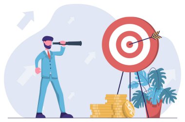 İş perspektifi Bir işadamı hedefine dürbünden bakar..