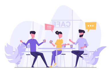 Kahve. Bir kafede oturan, konuşan ve kahve içen arkadaşlar.