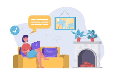 Serbest bir iş. Salgın sırasında evden çalışan bir kız..