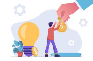 Başlangıç yatırımı. İş adamı bir girişime yatırım yapar