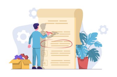 Liste yapmak için. Bir iş adamı bir defterde yapılacaklar listesi yapar