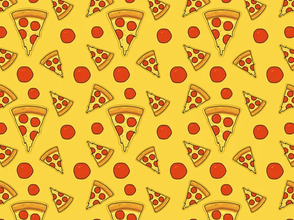 Pizza Dreieckige Scheiben Mit Käse Und Schinken Hochwertige Vektorillustration Muster — Stockvektor