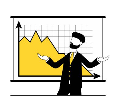 İş krizi. İş adamı çaresiz. Program düşüyor, rakamlar düşük.