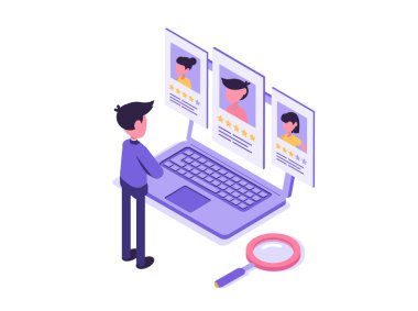 İnsan Kaynakları İşlemi. İK yöneticisi özgeçmişleri gözden geçiriyor