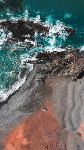 Car Fuerteventura Seashore Waves Drone Fotos De Bancos De Imagens
