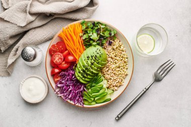 A varied, tasty, and beautiful breakfast, a healthy eating concept.