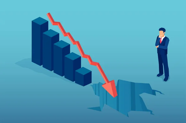Flas Durgunluk Finansal Kriz Konsepti Düşen Bir Okun Finansal Grafiğine — Stok Vektör