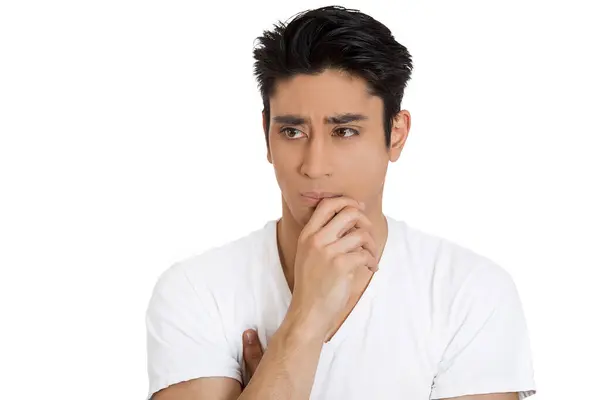 Portrait Worried Nervous Thinking Young Man — Stock Photo, Image
