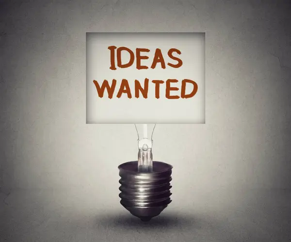 Light Bulb Ideas Wanted Message — Stock Photo, Image