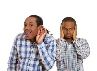 İki adamın portresi, çalışanlar, bir uyarı, meraklı, ilgili, ikinci inkar, görmezden gelme, kulak tıkama 