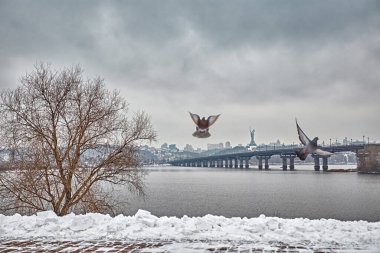 Kyiv 'in güzel kış manzarası.