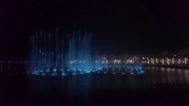 Espectáculo Música Fuentes Luminosas Isla Artificial Palm Dubai Dubai Emiratos — Vídeos de Stock