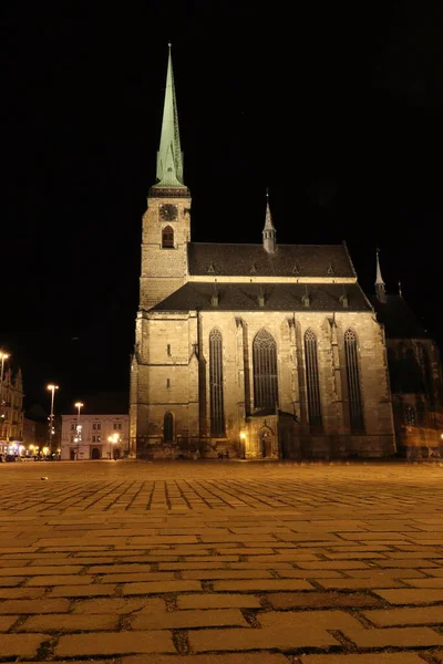 Bartholomew Katedrali Pilsen Deki Cumhuriyet Meydanı Nda Bulunan Koridorlu Gotik — Stok fotoğraf