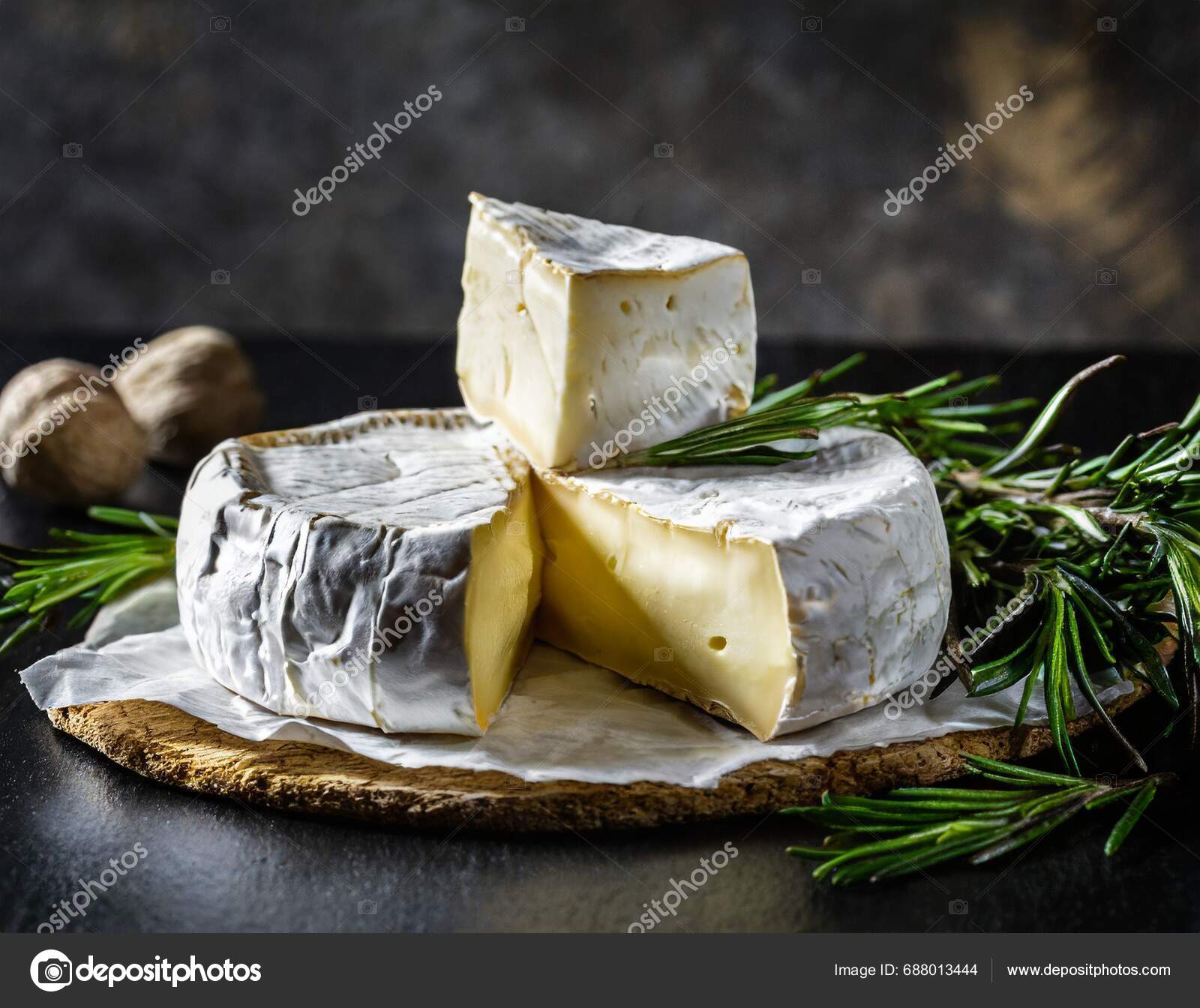 Brie Cheese Dark Background Image Generated Used Reference Image Stock