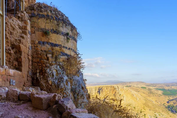 Uçurumdaki Bir Osmanlı Kalesi Nin Kuzey Srail Deki Arbel Ulusal — Stok fotoğraf