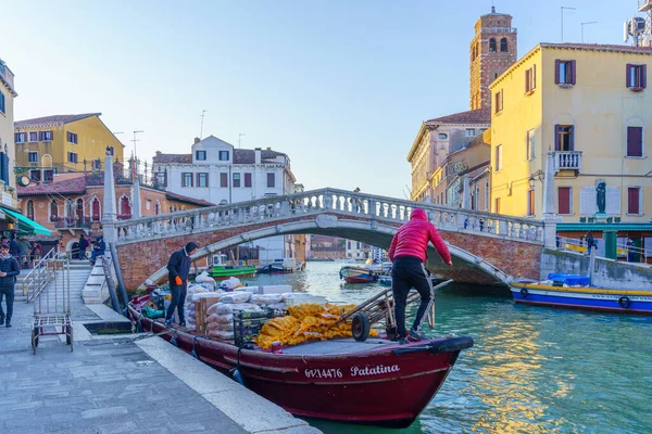 Venetië Italië Februari 2022 Zicht Het Kanaal Van Cannaregio Ponte — Stockfoto