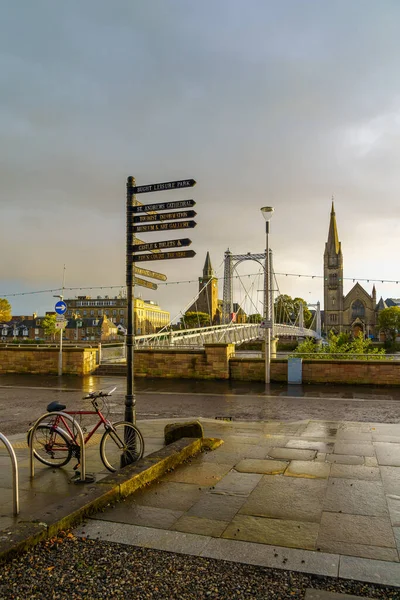 Inverness October 2022 View Directional Signs Greig Street Bridge Ness — 스톡 사진