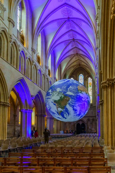 Wells October 2022 View Interior Cathedral Gaia Display Visitors Wells — 图库照片