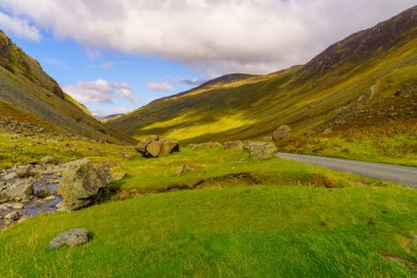 Honister Geçidi 'nin manzarası, Cumbria, İngiltere, İngiltere