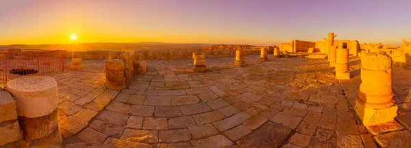 Sunset Panorama Ancient Church Nabataean City Avdat Negev Desert Southern — 图库照片
