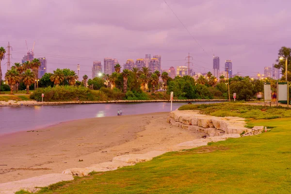 Tel Aviv Israël Juin 2022 Coucher Soleil Sur Fleuve Yarkon — Photo