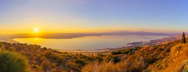 Panoramic sunset view of the Sea of Galilee (Lake Tiberias or Kinneret), Northern Israel