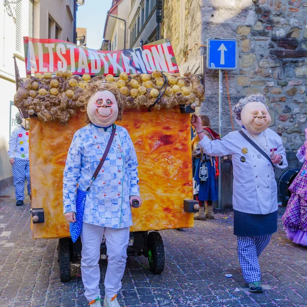 Lucerne Suisse Février 2023 Groupe Participants Costumes Défilent Dans Les — Photo