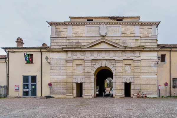 Mantua Italy February 2023 View Medieval Gate Porta Giulia Mantua — Stock Photo, Image