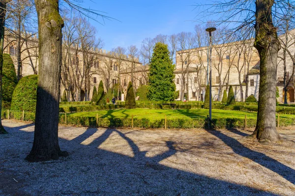 Mantua Talya Şubat 2023 Piazza Pallone Lega Lombarda Bahçesi Mantua — Stok fotoğraf