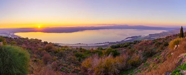 Panoramic Sunset View Sea Galilee Lake Tiberias Kinneret Northern Israel — Stockfoto