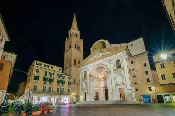 Mantua Italië Februari 2023 Avond Uitzicht Piazza Andrea Mantegna Basilica — Stockfoto