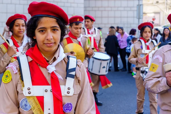 Haifa Israel Abril 2023 Banda Escoteiros Participa Desfile Sábado Santo — Fotografia de Stock