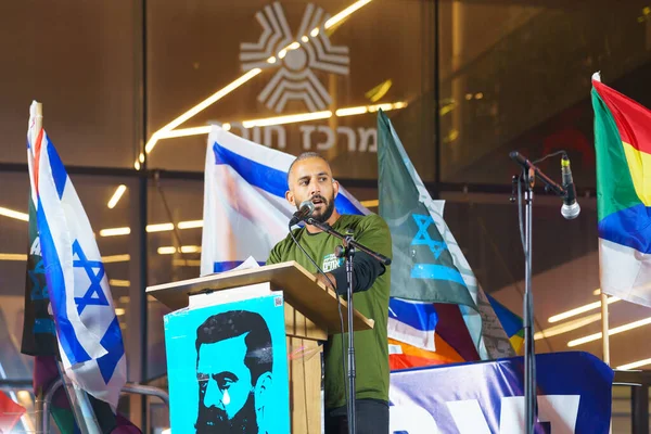 Haifa Israel May 2023 Protester Ido Galily Speaks Crowd Protest — Stock Photo, Image