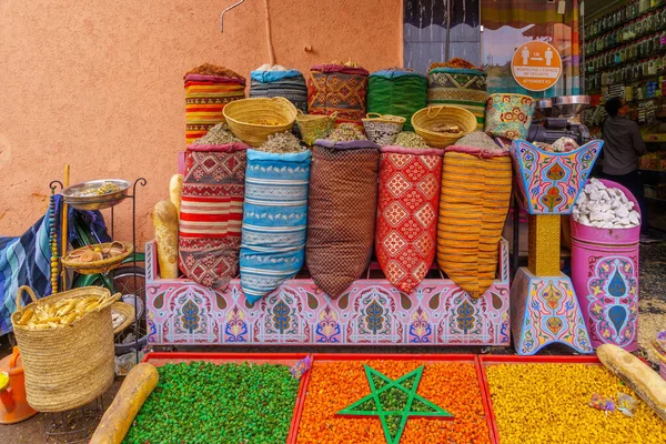 Μαρακές Μαρόκο Απριλίου 2023 Διάφορα Βότανα Που Εκτίθενται Προς Πώληση — Φωτογραφία Αρχείου