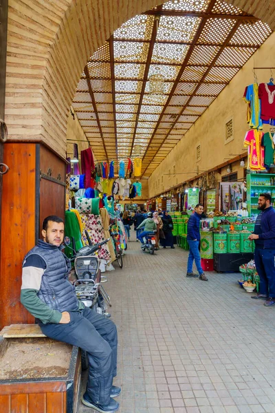 Marrakech Marokko April 2023 Medina Markt Met Groenten Koop Lokale — Stockfoto
