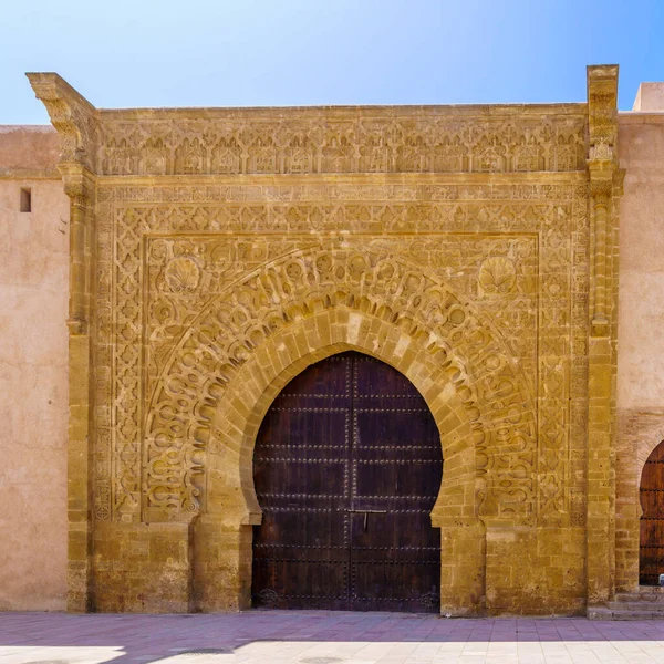 Widok Zabytkową Bramę Bab Oudayas Wewnętrzna Fasada Kasba Udah Rabat — Zdjęcie stockowe